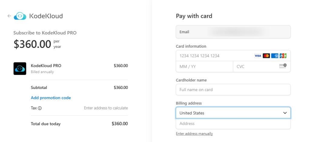 Enter payment details